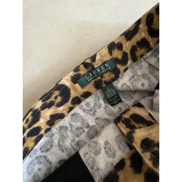 Ralph Lauren Button Front Leopard Print Skirt Pencil Knee Length Sz 2 Side... - Picture 4 of 8